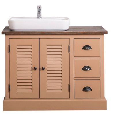 Casa Padrino Landhausstil Massivholz Waschbeckenschrank Braun / Dunkelbraun 100 x 51