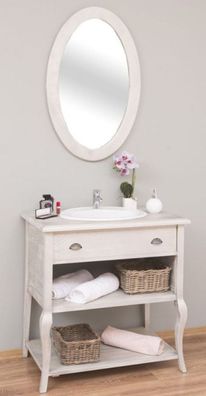 Casa Padrino Landhausstil Badezimmer Set Hellgrau - 1 Waschtisch mit Schublade & 1 Wa