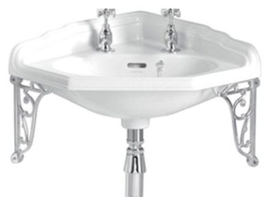 Casa Padrino Luxus Jugendstil Eckwaschbecken Weiß / Silber 63,5 x 49,5 x H. 23 cm - P
