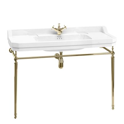 Casa Padrino Luxus Jugendstil Waschtisch Weiß / Gold 121 x 51 x H. 90 cm - Porzellan