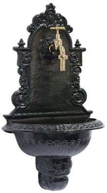 Casa Padrino Jugendstil Wandbrunnen Dunkelgrün / Messingfarben 41 x H. 75 cm - Nostal