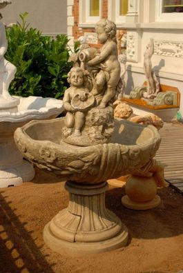 Casa Padrino Jugendstil Springbrunnen Grau Ø 92 x H. 175 cm - Prunkvoller Gartenbrunn