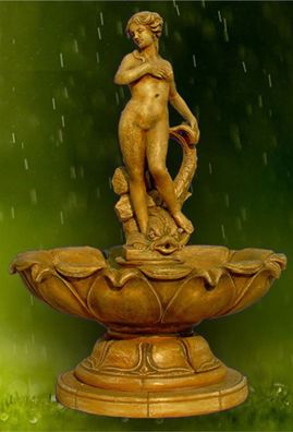 Casa Padrino Jugendstil Springbrunnen Antik Beige Ø 145 x H. 210 cm - Prunkvoller Gar