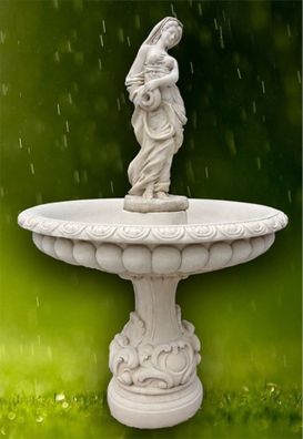 Casa Padrino Jugendstil Springbrunnen Grau / Weiß Ø 114 x H. 168 cm - Prunkvoller Gar