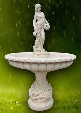 Casa Padrino Jugendstil Springbrunnen Grau / Weiß Ø 114 x H. 171 cm - Prunkvoller Gar