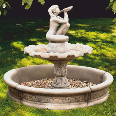Casa Padrino Barock Springbrunnen Grau Ø 192 x H. 159 cm - Eleganter Gartenbrunnen mi