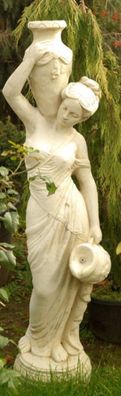 Casa Padrino Jugendstil Wasserspeier Skulptur Frau mit Krügen Sandfarben 34 x H. 139