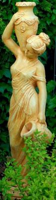 Casa Padrino Jugendstil Wasserspeier Skulptur Frau mit Krügen Beige 34 x H. 139 cm