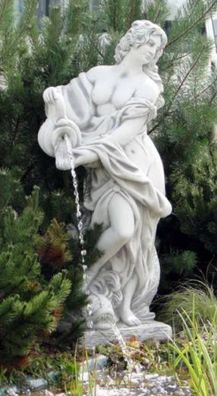 Casa Padrino Jugendstil Wasserspeier Skulptur Frau mit Krug Grau 44 x 40 x H. 140 cm