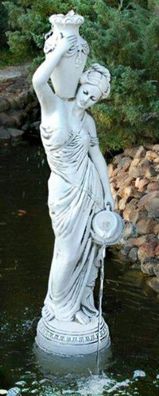 Casa Padrino Jugendstil Wasserspeier Skulptur Frau mit Vase und Krug Grau H. 135 cm