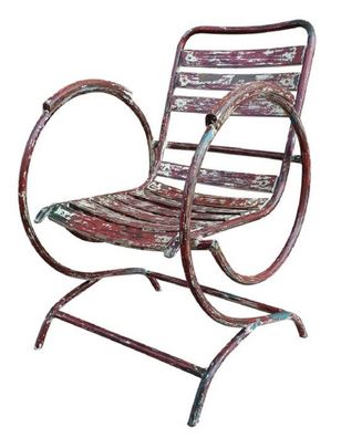Casa Padrino Jugendstil Gartenstuhl Set Antik Rot 60 x 45 x H. 85 cm - Handgefertigte