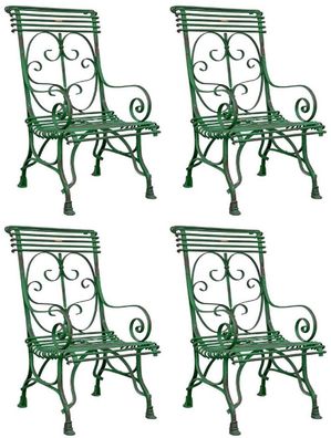 Casa Padrino Jugendstil Gartenstuhl 4er Set Antik Grün 64 x 66 x H. 114 cm - Handgefe