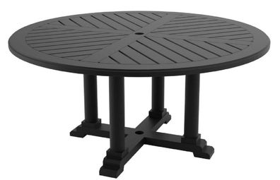 Casa Padrino Luxus Esstisch Mattschwarz Ø 160 x H. 75 cm - Runder Küchentisch aus hoc