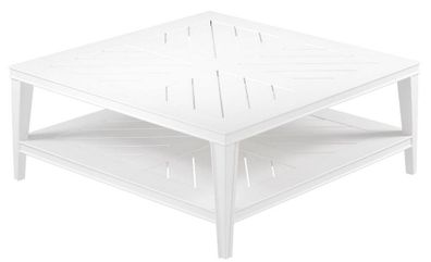Casa Padrino Luxus Couchtisch Weiß 100 x 100 x H. 42 cm - Quadratischer Wohnzimmertis