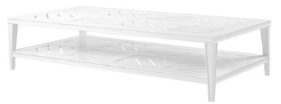 Casa Padrino Luxus Couchtisch Weiß 180 x 90 x H. 42 cm - Rechteckiger Wohnzimmertisch