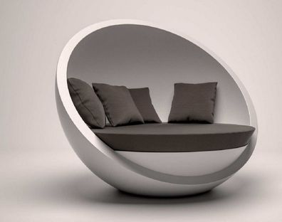 Casa Padrino Designer Liegeinsel Matt Weiß / Dunkelgrau 140 x 130 x H. 122 cm - Wette