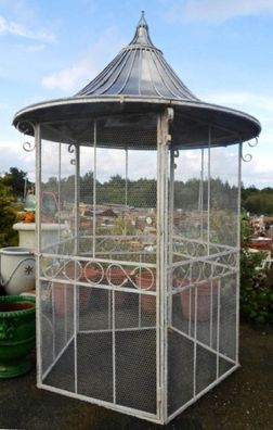 Casa Padrino Jugendstil Garten Vogelhaus Grau / Silber Ø 160 x H. 300 cm - Nostalgisc