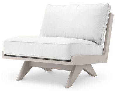Casa Padrino Luxus Gartensessel Weiß / Sandfarben 80 x 88 x H. 76 cm - Garten Terrass