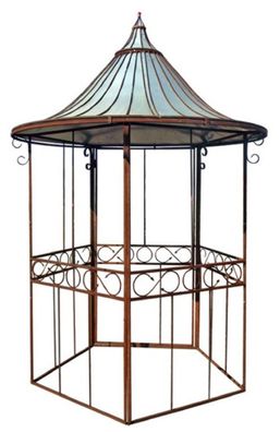 Casa Padrino Jugendstil Garten Vogelhaus Rostfarben / Silber Ø 160 x H. 300 cm - Schm
