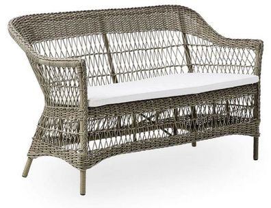 Casa Padrino Luxus Gartensofa mit Sitzkissen Antik Grau / Weiß 134 x 66 x H. 86 cm