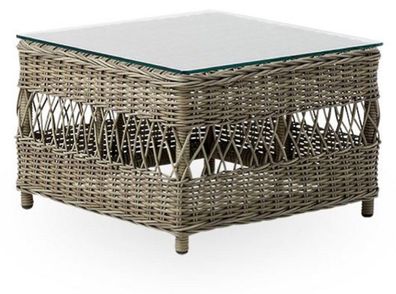 Casa Padrino Luxus Gartentisch Antik Grau 60 x 60 x H. 42 cm - Wetterbeständiger Gart