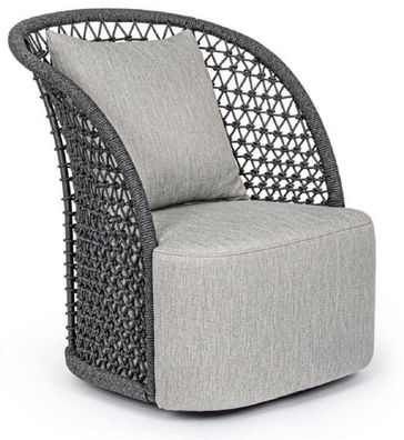 Casa Padrino Luxus Gartensessel mit Kissen Grau / Anthrazit 77 x 81 x H. 93 cm - Wett
