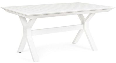 Casa Padrino Luxus Gartentisch Weiß 180-240 x 100 x H. 76 cm - Ausziehbarer Esstisch
