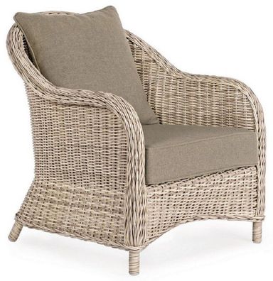 Casa Padrino Luxus Gartensessel Naturfarben / Grau 75 x 82 x H. 83 cm - Wetterbeständ