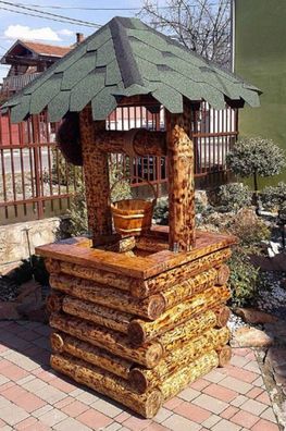 Casa Padrino Garten Brunnen Rustikal mit Schöpfeimer Mod G2 - Eiche Massivholz - Gart