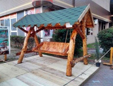 Casa Padrino Garten Schaukel Rustikal überdacht Hollywood Schaukel Mod S2 - Eiche Mas