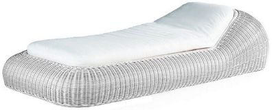 Casa Padrino Luxus Gartenliege Weiß / Weiß 238 x 100 x H. 50 cm - Handgewebte Wetterb