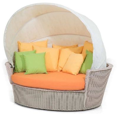 Casa Padrino Luxus Liegeinsel Grau / Orange / Weiß 186 x 141 x H. 174 cm - Handgewebt