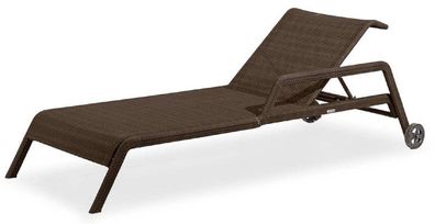 Casa Padrino Luxus Gartenliege Braun 224 x 75 x H. 51 cm - Handgewebte Wetterbeständi