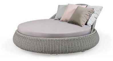 Casa Padrino Luxus Liegeinsel Grau Ø 153 x H. 71 cm - Handgewebte Wetterbeständige So