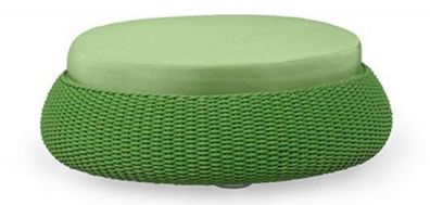 Casa Padrino Luxus Sitzhocker Grün Ø 107 x H. 32 cm - Handgewebter Wetterbeständiger