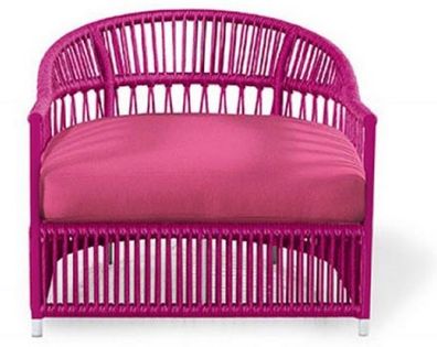 Casa Padrino Luxus Gartensessel Lila 86 x 98 x H. 76 cm - Handgewebter Wetterbeständi