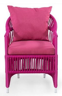 Casa Padrino Luxus Gartenstuhl mit Armlehnen Lila 56 x 56 x H. 82 cm - Handgewebter w