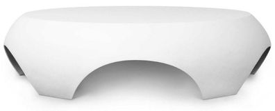 Casa Padrino Luxus Gartentisch Matt Weiß Ø 140 x H. 35 cm - Runder Wetterbeständiger