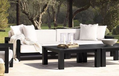 Casa Padrino Luxus Gartensofa Schwarz / Weiß 273,5 x 100 x H. 72 cm - Wetterbeständig