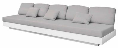 Casa Padrino Luxus 5er Gartensofa Grau / Matt Weiß 350 x 90 x H. 70 cm - Wetterbestän