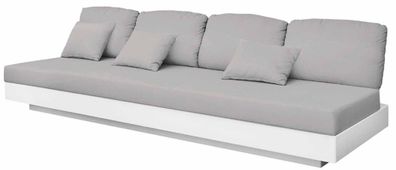 Casa Padrino Luxus 4er Gartensofa Grau / Matt Weiß 280 x 90 x H. 70 cm - Wetterbestän