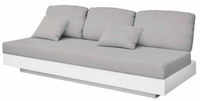 Casa Padrino Luxus 3er Gartensofa Grau / Matt Weiß 210 x 90 x H. 70 cm - Wetterbestän