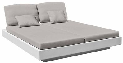 Casa Padrino Luxus Doppel Gartenliege Grau / Matt Weiß 200 x 175 x H. 60 cm - Moderne