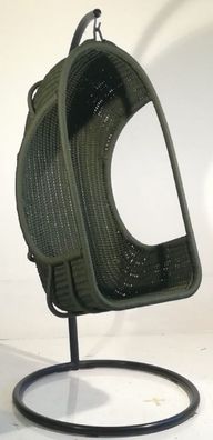 Casa Padrino Luxus Schaukelsessel Army Grün / Schwarz 66 x 60 x H. 130 cm - Handgeweb