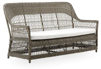 Casa Padrino Luxus Gartensofa mit Sitzkissen Antik Grau / Weiß 191 x 79 x H. 95 cm