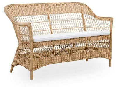 Casa Padrino Luxus Gartensofa mit Sitzkissen Naturfarben / Weiß 134 x 66 x H. 86 cm