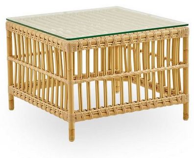Casa Padrino Luxus Gartentisch Naturfarben 60 x 60 x H. 43 cm - Wetterbeständiger Gar