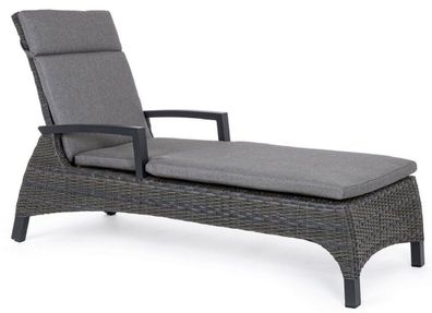 Casa Padrino Luxus Gartenliege Grau / Anthrazit 205 x 70 x H. 72-106 cm - Moderne Wet