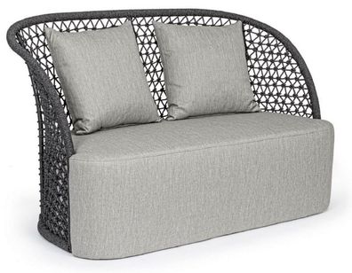 Casa Padrino Luxus Gartensofa mit Kissen Grau / Anthrazit 150 x 81 x H. 93 cm - Wette