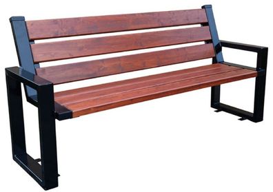 Casa Padrino Luxus Gartenbank Dunkelbraun / Schwarz 180 x 40 x H. 90 cm - Parkbank Sc